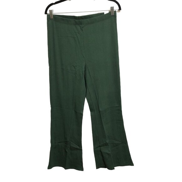 Aerie Womens Ribbed Flared Stretch Pull On Lounge Pants Green Size L - Picture 1 of 4